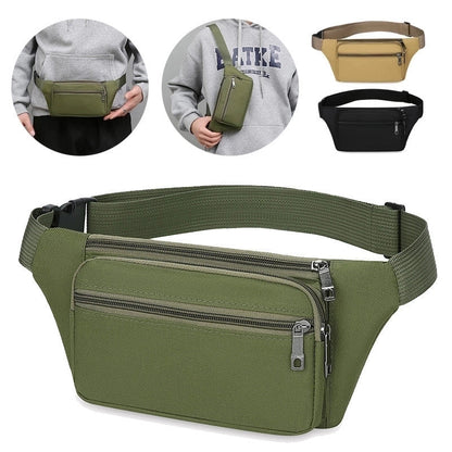 Men's Classic Style Solid Color Oxford Cloth Waist Bags