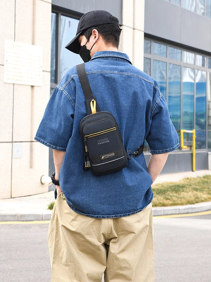 Men's Solid Color High Quality Fabric Sewing Thread Zipper Fanny Pack