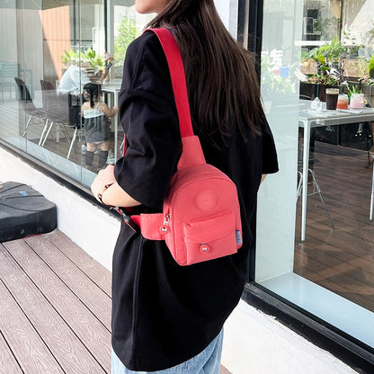 Unisex Solid Color Nylon Sewing Thread Zipper Fanny Pack