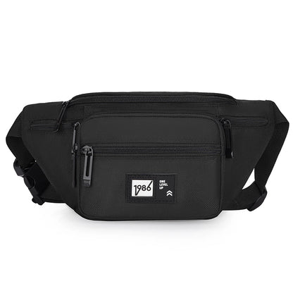 Unisex Solid Color Nylon Sewing Thread Zipper Crossbody Bag Fanny Pack