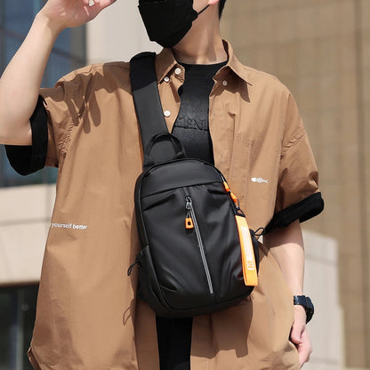 Men's Solid Color Oxford Cloth Sewing Thread Zipper Crossbody Bag Fanny Pack