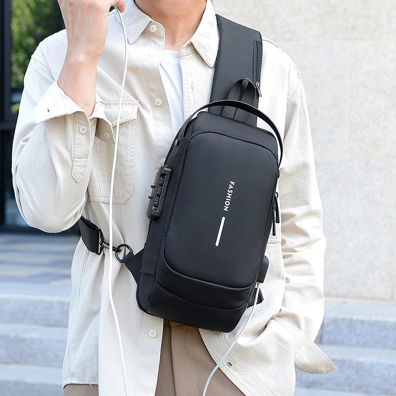 Men's Solid Color Oxford Cloth Zipper Fanny Pack