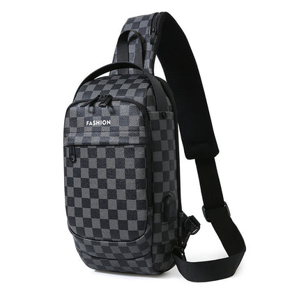 Men's Lattice Pu Leather Zipper Fanny Pack