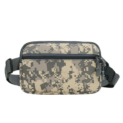 Men's Nylon Solid Color Camouflage Classic Style Square Zipper Fanny Pack