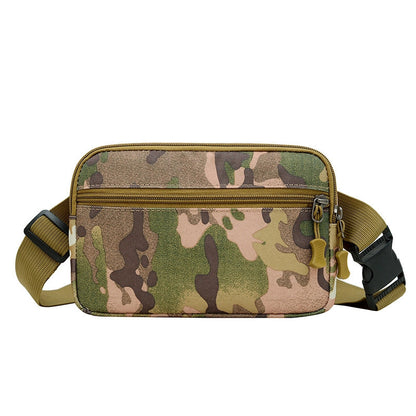 Men's Nylon Solid Color Camouflage Classic Style Square Zipper Fanny Pack