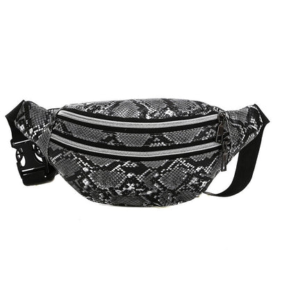 Men's Snakeskin Pu Leather Zipper Fanny Pack