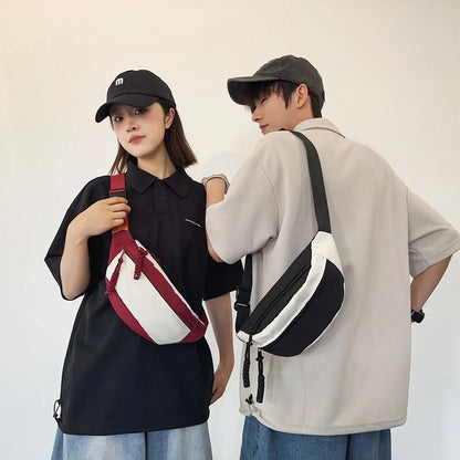 Unisex Solid Color Nylon Sewing Thread Zipper Fanny Pack