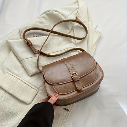 Evelyn Timeless Leather Saddle Crossbody Purse