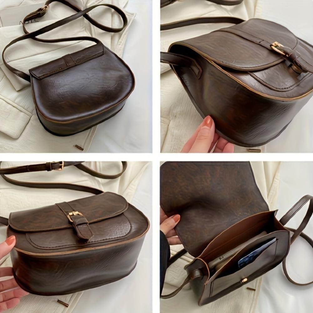 Evelyn Timeless Leather Saddle Crossbody Purse