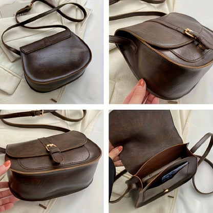 Evelyn Timeless Leather Saddle Crossbody Purse
