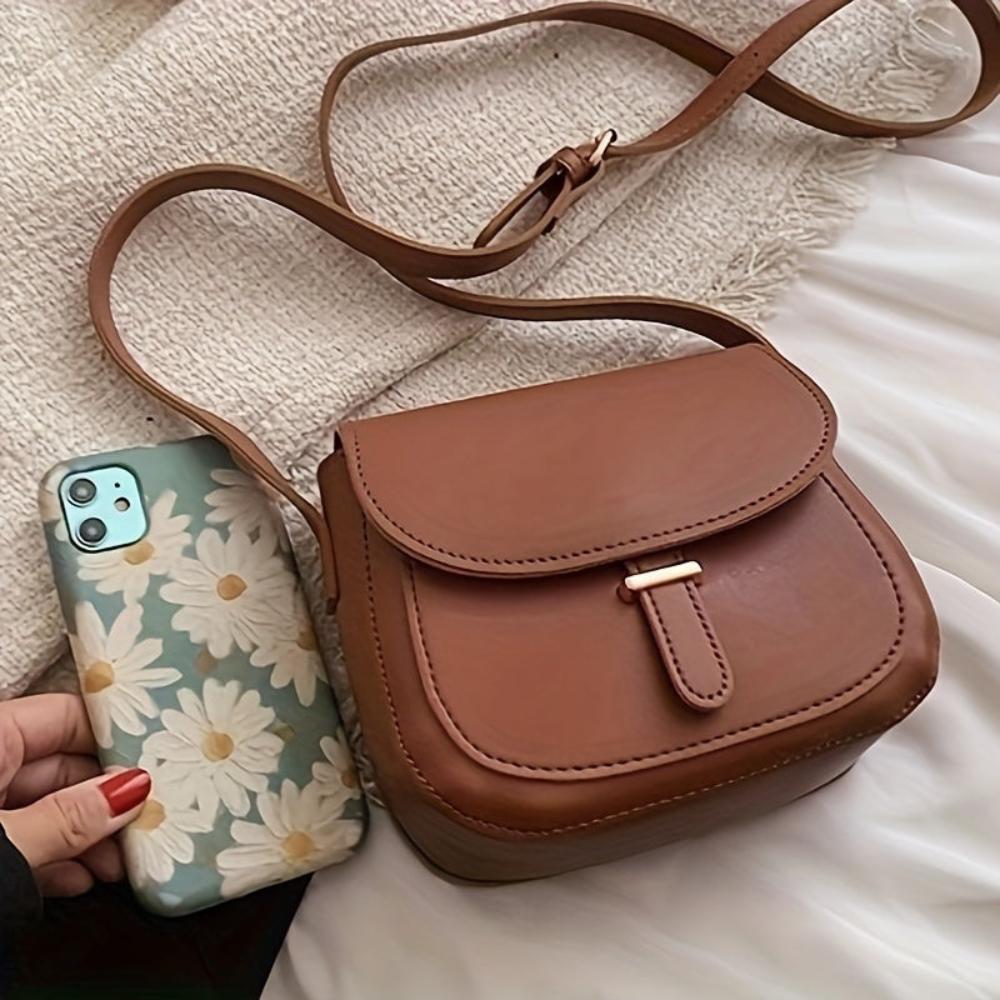 Amelia Retro Stylish Saddle Leather Crossbody Bag