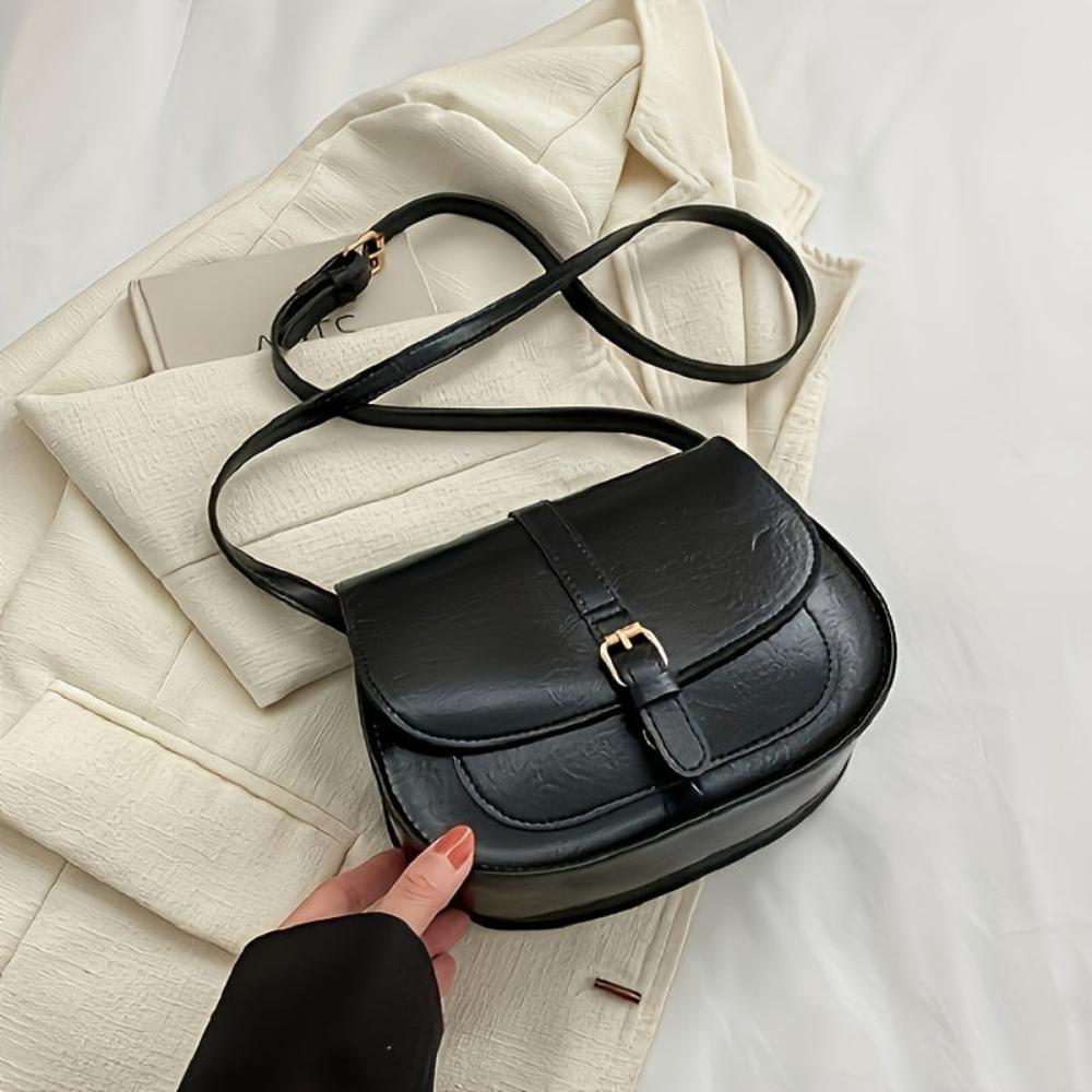 Evelyn Timeless Leather Saddle Crossbody Purse