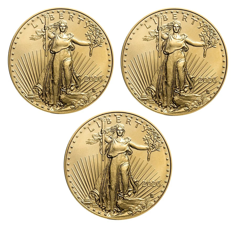 2026 1 oz American Gold Eagle Coin BU - 3 Coins